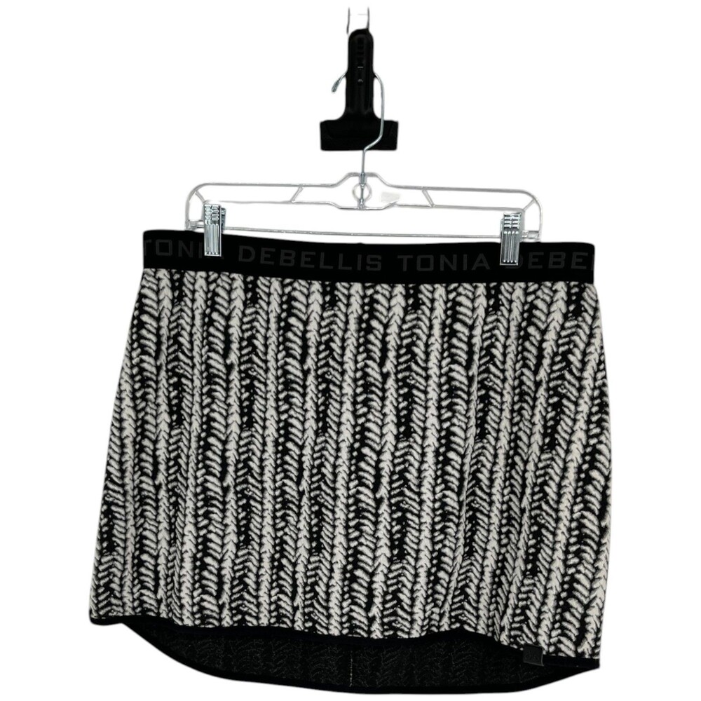 Tonia Debellis Ski Skirt Women's Size XL Black Ivory Knit Après Ski